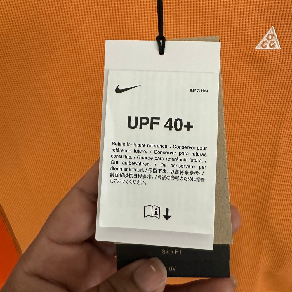 Nike ACG Dri-FIT ADV UV Base Layer Orange Slim Fit Shirt HV0581-833 Womens L - Picture 4 of 9